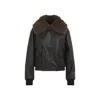 Lemaire Leather Blouson With Shearling Collar In Brown