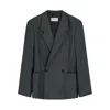 Lemaire Double-breasted Patch-pocket Blazer In Gray