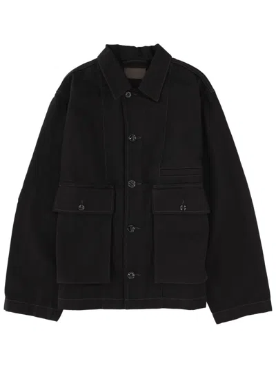 Lemaire Boxy Cropped Seam Detail Jacket In Black