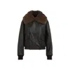 Lemaire Leather Blouson With Shearling Collar Dark Espresso