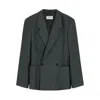 Lemaire Double-breasted Patch-pocket Blazer In Green