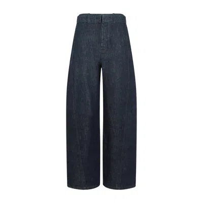 Lemaire Indigo Twisted Belted Jeans In Blue