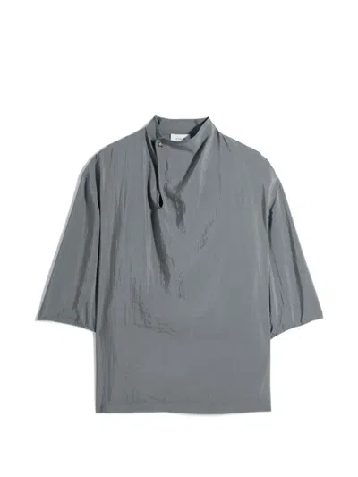 Lemaire Soft Collar Top In Dry Silk In Gray