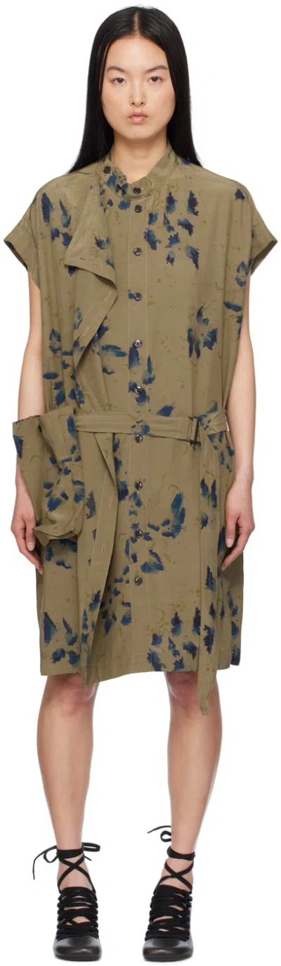 Lemaire Khaki Asymmetrical Minidress In Mu075 Khaki / Ink