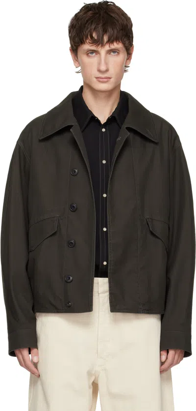 Lemaire Khaki Boxy Blouson Jacket In Green