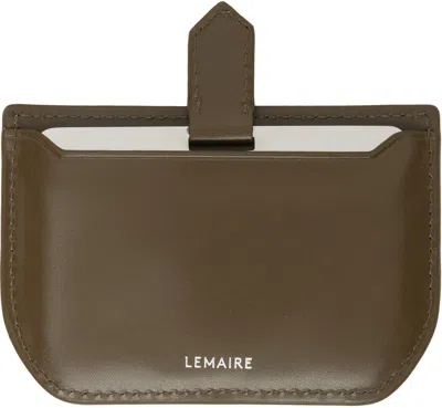 Lemaire Khaki Calepin Mirror & Card Holder In Brown