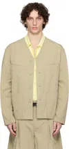 Lemaire Khaki Collarless Overshirt