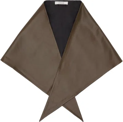 Lemaire Khaki Large Leather Triangle Scarf In Brown