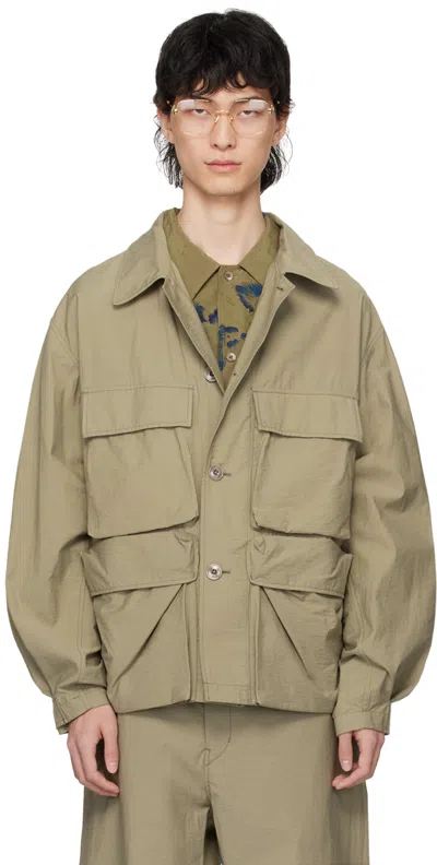 Lemaire Khaki Light Jacket In Gr641 Dusty Khaki