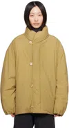Lemaire Khaki Stand Collar Puffer Jacket In Gr649 Ochre Khaki