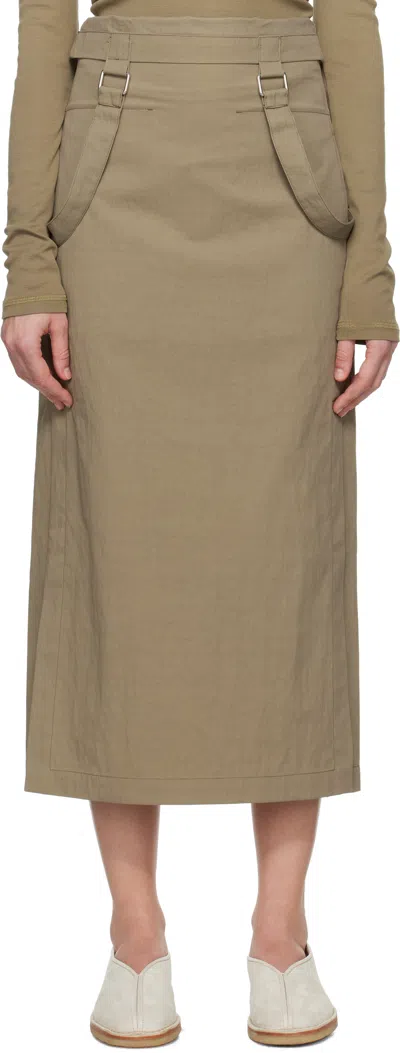 LEMAIRE KHAKI STRAPS MIDI SKIRT