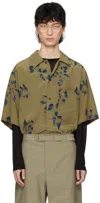 Lemaire Khaki Summer Shirt In Mu075 Khaki / Ink