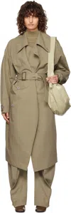 Lemaire Khaki Water-repellent Trench Coat In Gr619 Light Olive