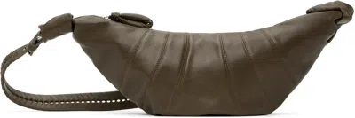 Lemaire Khaki Woven Laced Medium Croissant Bag In Br441 Khaki Brown