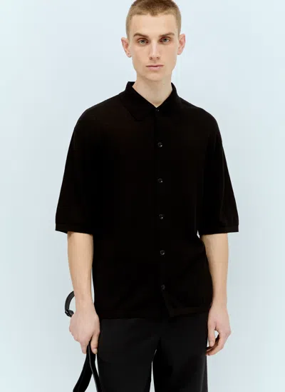Lemaire Knit Short-sleeve Shirt In Black