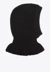 Lemaire Hood Hat Balaclava Design Knitted Ribbed In Black