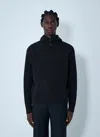 Lemaire Alpaca Wool Hooded Buttoned Sweater In Black