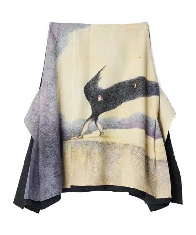 Lemaire La Nuit Qui Marche  Skirt In Wool Blend In Multi