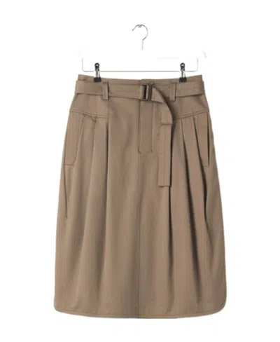 Lemaire Lace Pleated Skirt In Brown
