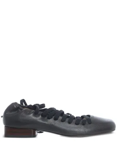 Lemaire Lace-up Leather Pumps In Black