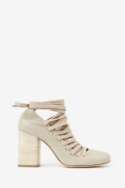 Lemaire Laced Pump 90 Boots In Cream