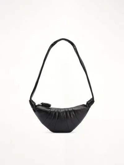 Lemaire Lambskin Small Croissant Bag In Black