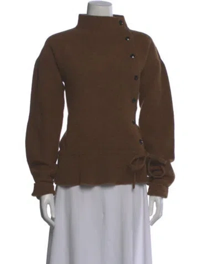 Pre-owned Lemaire Lambswool Mock Neck Sweater In Brown
