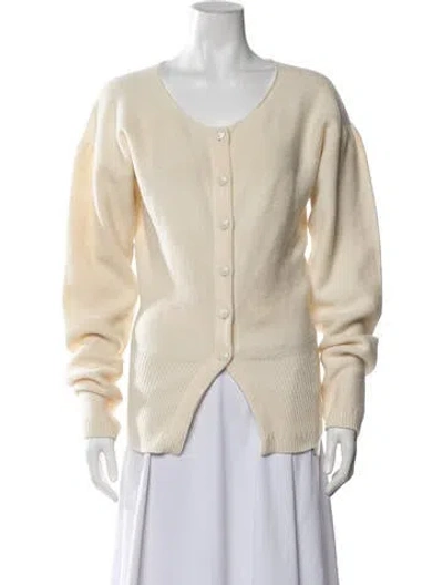Pre-owned Lemaire Lambswool Open Front Sweater In Neutrals
