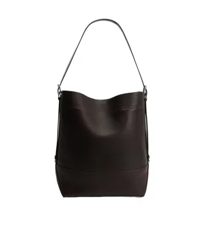 Lemaire Large Belted Tote Bag In Brown