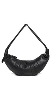 Lemaire Large Croissant Leather Shoulder Bag In Black