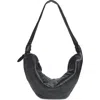 Lemaire Large Croissant Leather Bag In Black