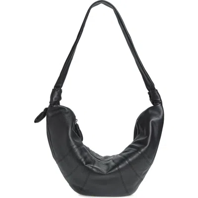 Lemaire Large Croissant Leather Bag In Black