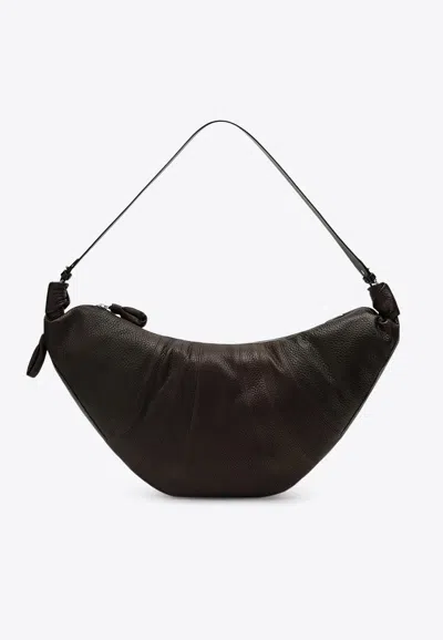 Lemaire Large Croissant Leather Bag In Brown