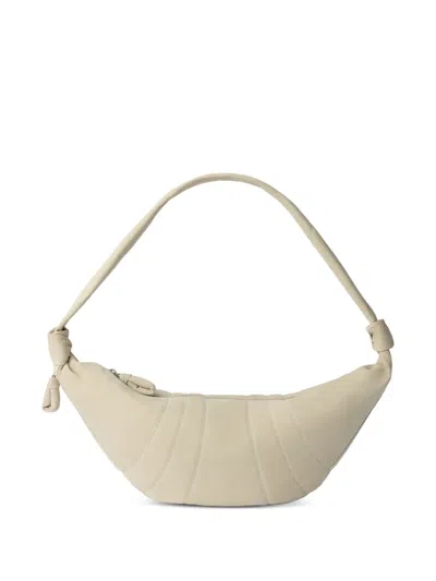 Lemaire Large Croissant Panelled Leather Shoulder Bag In Neutral