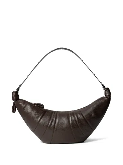 Lemaire Large Croissant Studded Shoulder Bag In Brown
