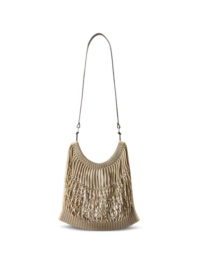 Lemaire Large Crossbody Filt Net Shopping Bag In Brown