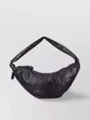 Lemaire Large Leather Crescent Bag With Side Knot Finishings In Black