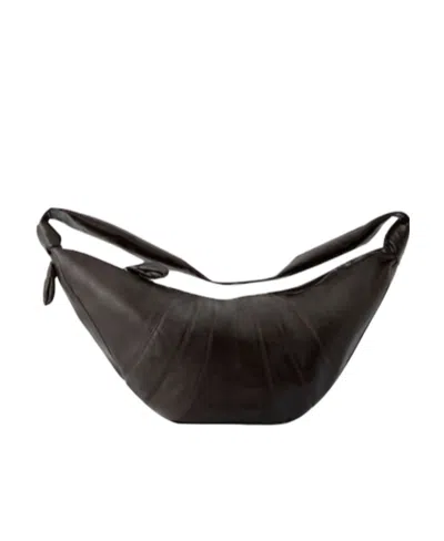 Lemaire Large Leather Shoulder Bag In Black