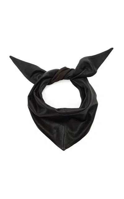 Lemaire Large Leather Triangle Scarf In Black