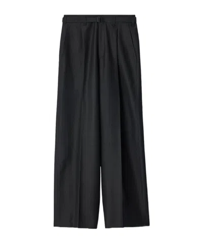 Lemaire Large Pleated Pants In Wool Mohair Toile In Black
