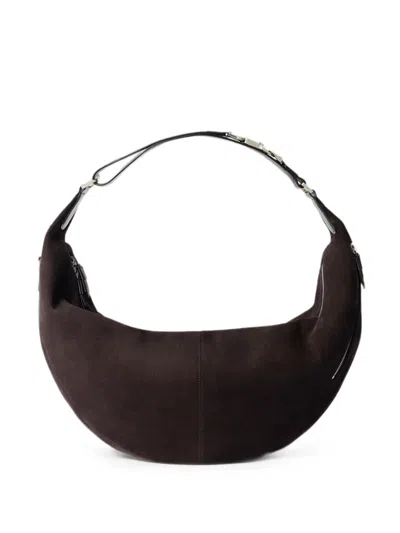 Lemaire Large Quiver Clip Bag In Suede Leather In Brown