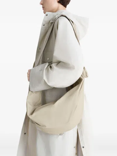 Lemaire Large Soft Croissant Leather Shoulder Bag In Neutral