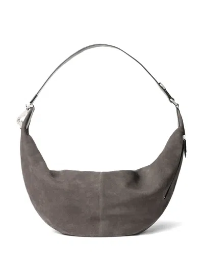 Lemaire Large Suede Shoulder Bag In Gray