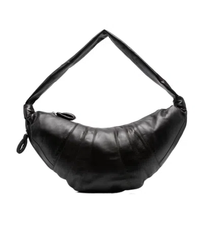 Lemaire Large Zipper Horn Shoulder Bag In Black