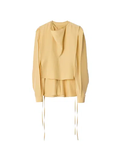 Lemaire Layered Blouse In Silk And Viscose Cloth In Yellow