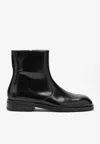 Lemaire Men Leather Ankle Boots In Black