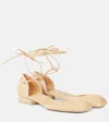 Lemaire Ruched Leather Ballet Flats In Beige