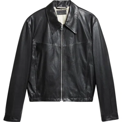 Lemaire Leather Blouson Biker Jacket In Black