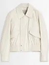 Lemaire Long-sleeved Leather Jacket In White