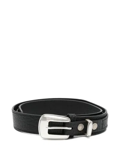 Lemaire Leather Buckle Belt In Black